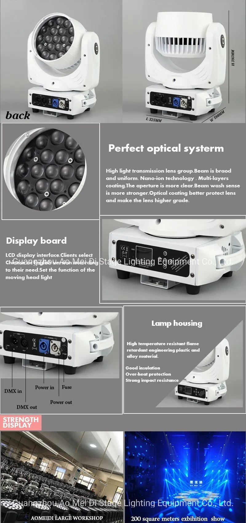 19X10W LED Beam Wash Focusing Moving Head Stage Wedding Lights