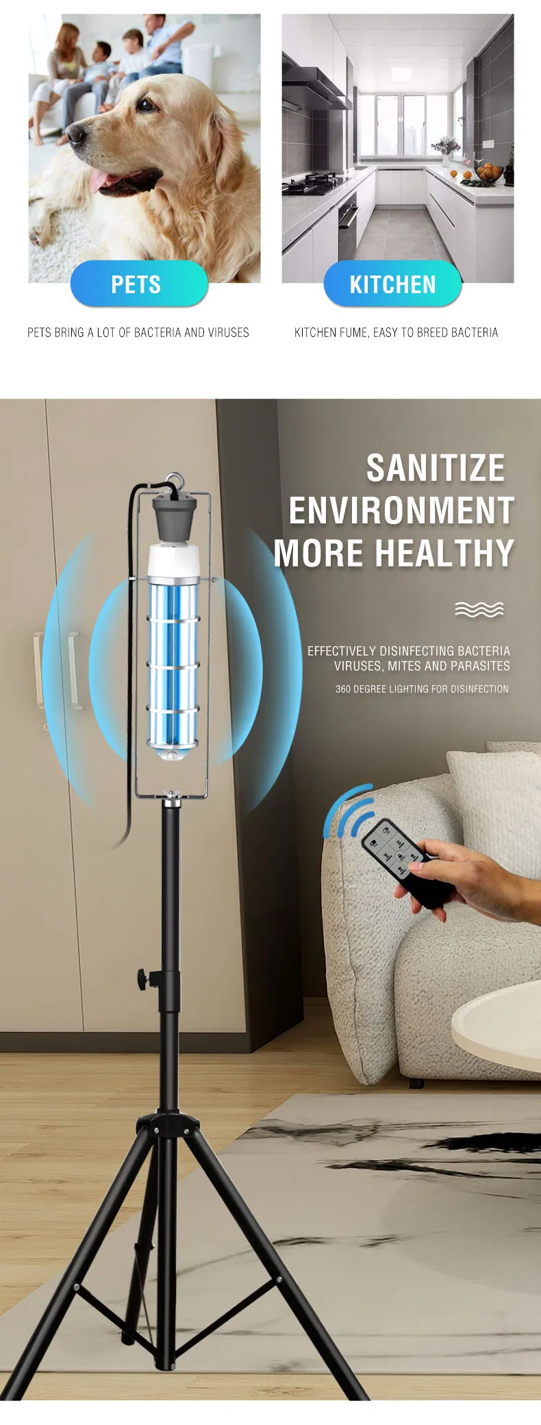 60W Intelligent 254nm UVC Lamp with Remote Control