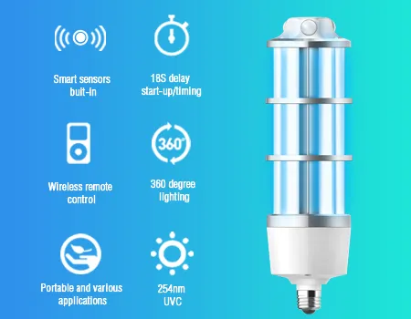 60W UVC Corn Bulb with Prection Sensor and Remote Control