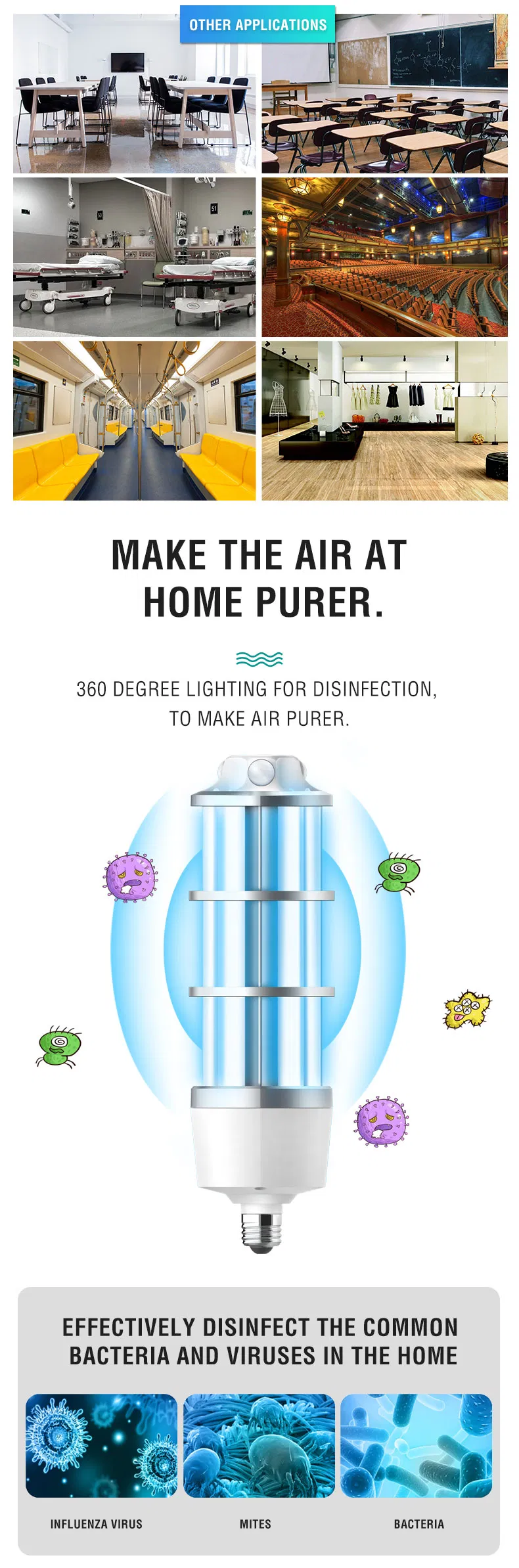 80W Intelligent 254nm UVC Lamp with Remote Control