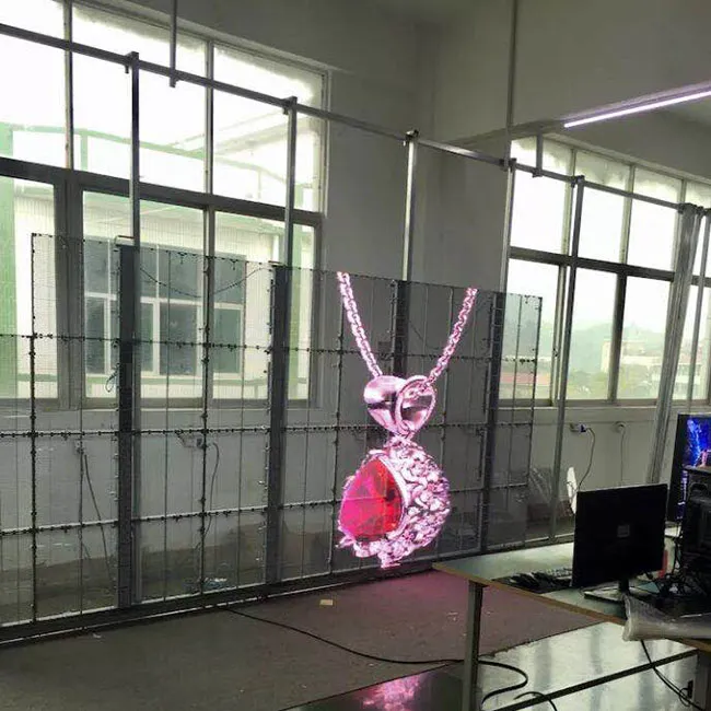 Best Selling Shenzhen Cheap High Quality RGB Full Color Glass LED Screen P7.81 Outdoor Transparent LED Exhibition Display