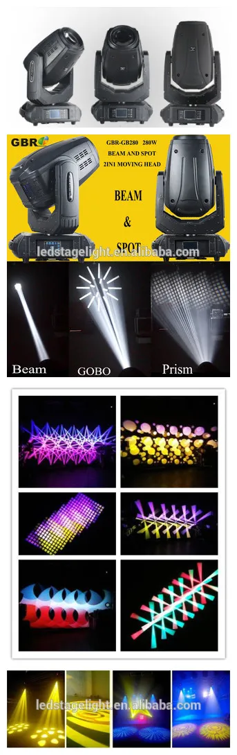 Gbr 280W Moving Head Light DMX512 20/24channels Gobo Stage Party Colors Spot Lamp