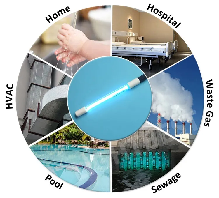 Gpl9w/4p 185nm UV Ozone Germicidal Lamp for HVAC System 9W 2g7 Room Air Purifier UV Lamp DC 12V