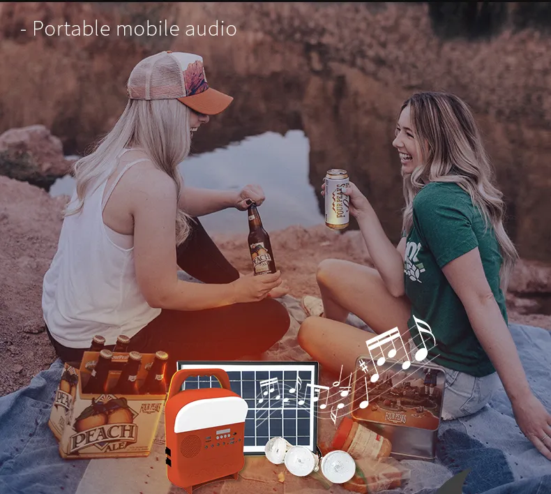 Home Camping Portable Solar Lighting System with MP3 FM Radio TF Function