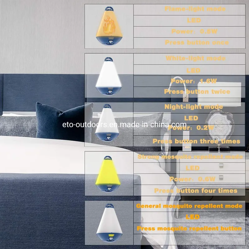 Multifunction Flames Lamp White Light Night Lamp Mosquito Killer Camping Lantern