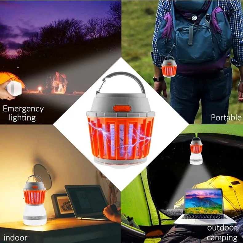 Newest 2 in 1 Waterproof Portable Rechargeable Mosquito Killer Lamp LED for Outdoor Camping, Travelling Lantern