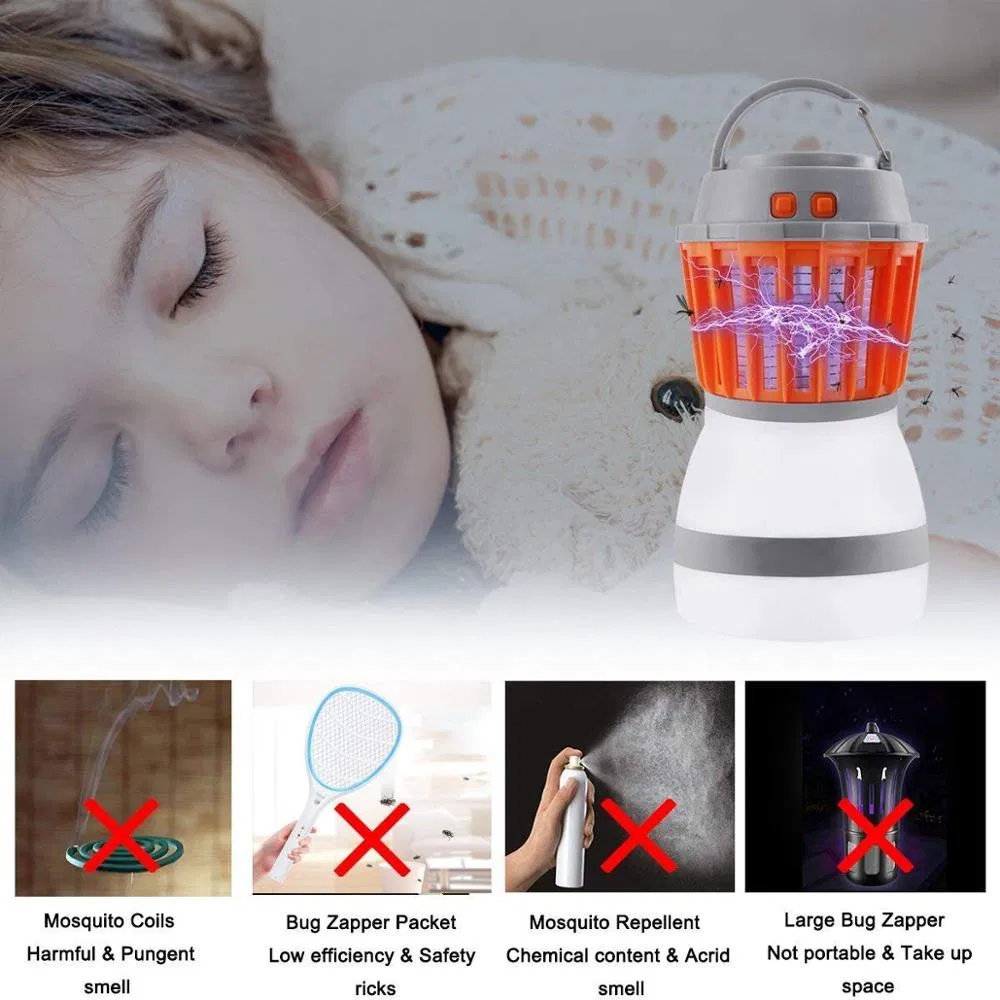 Newest 2 in 1 Waterproof Portable Rechargeable Mosquito Killer Lamp LED for Outdoor Camping, Travelling Lantern