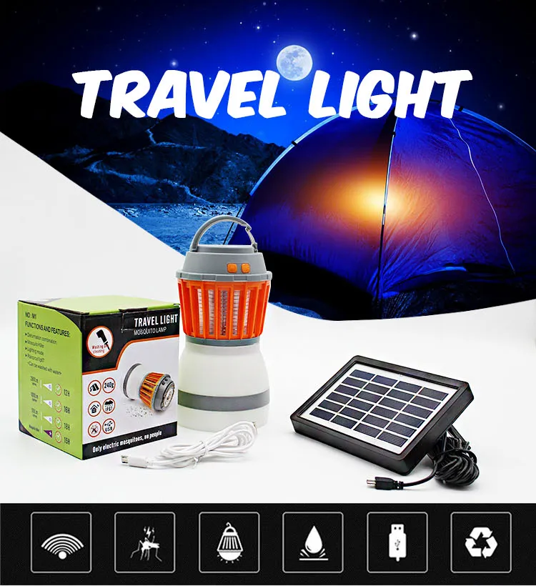 Newest 2 in 1 Waterproof Portable Rechargeable Mosquito Killer Lamp LED for Outdoor Camping, Travelling Lantern