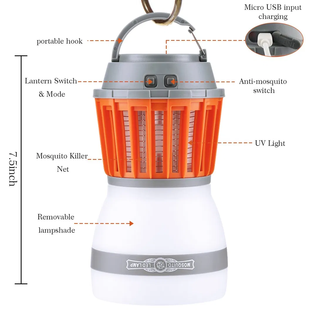 Newest 2 in 1 Waterproof Portable Rechargeable Mosquito Killer Lamp LED for Outdoor Camping, Travelling Lantern
