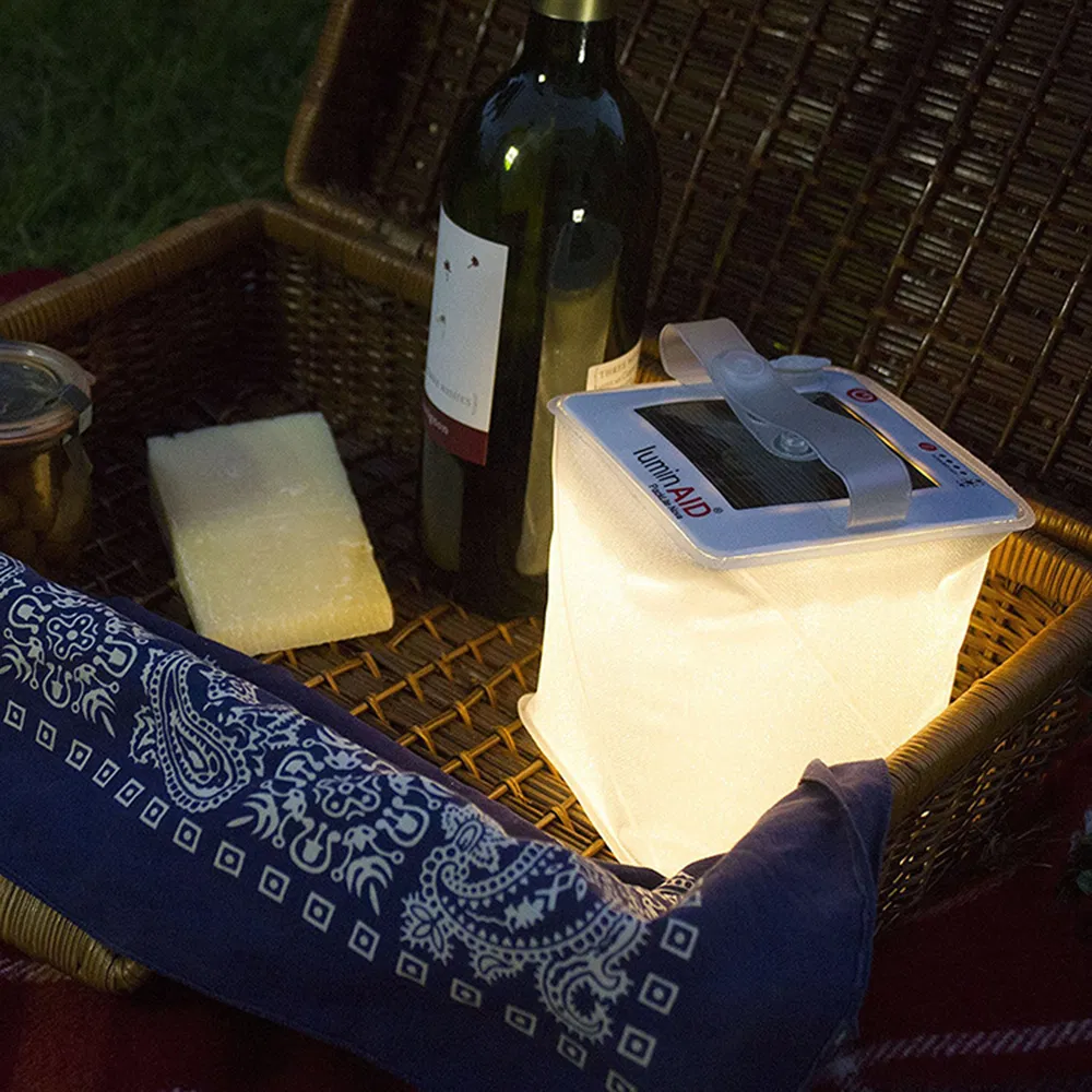 Outdoor Collapsible LED Solar Inflatable Light Folding 100% Waterproof 2-in-1 Phone Charger Battery Camping Lanterns