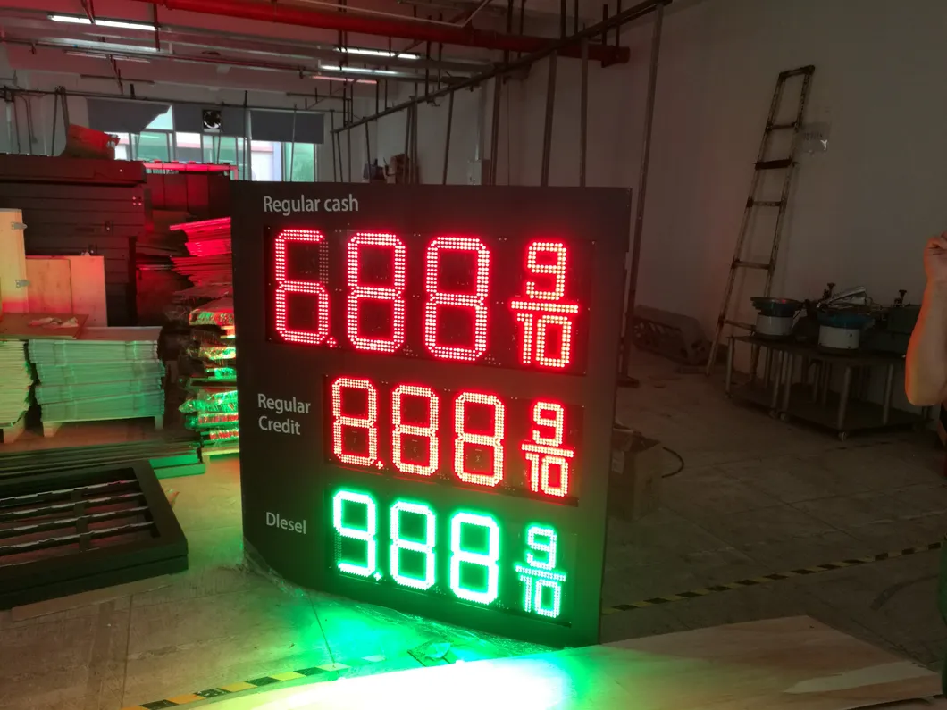 Outdoor Waterproof 24 Inch Red 8888 Digital LED Gas Station Price Digital Panel Sign Board LED Gas Sign
