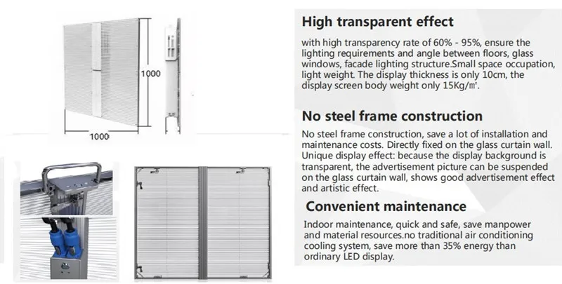 P7.8mm Chinese High Brightness Indoor Glass Window LED Screen Display