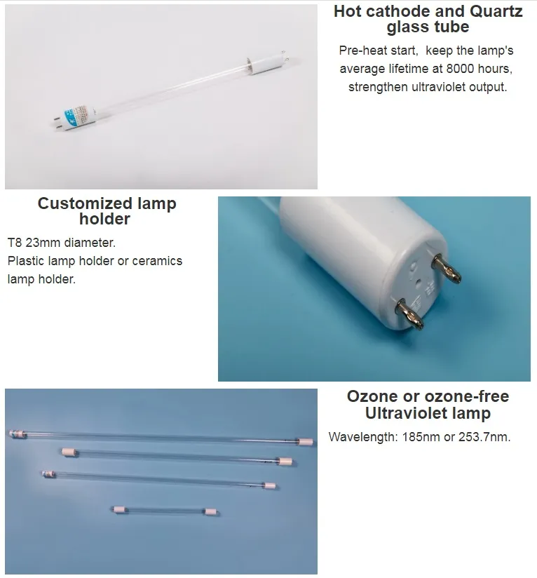 Portable UV Light Ultraviolet Sterilize Tube 19mm 2 Pins 30W UVC Bactericidal Light