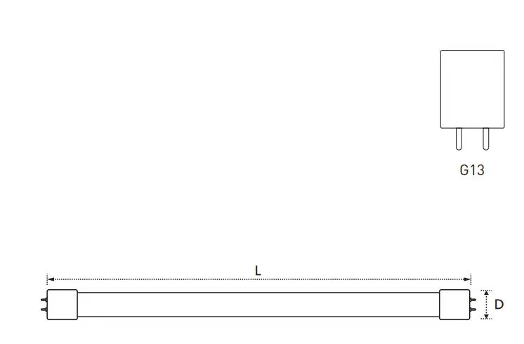 T8 G13 Alu Holder Fluorescent Glass Tube