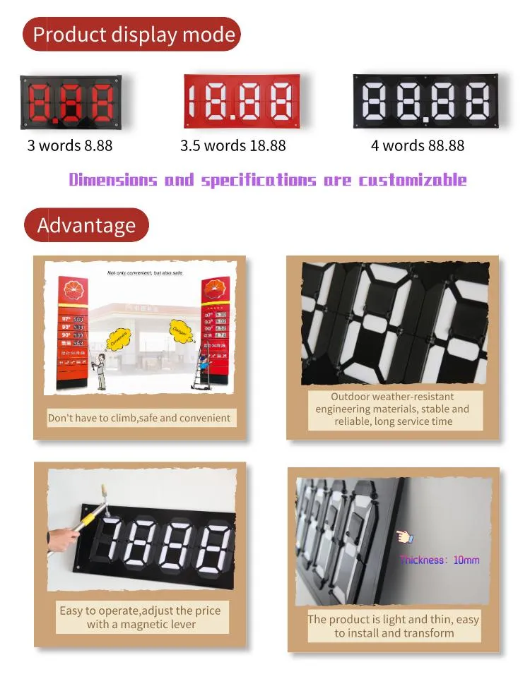 Waterproof High Quality Magnetic Flip7-Segment Code Oil Price Board