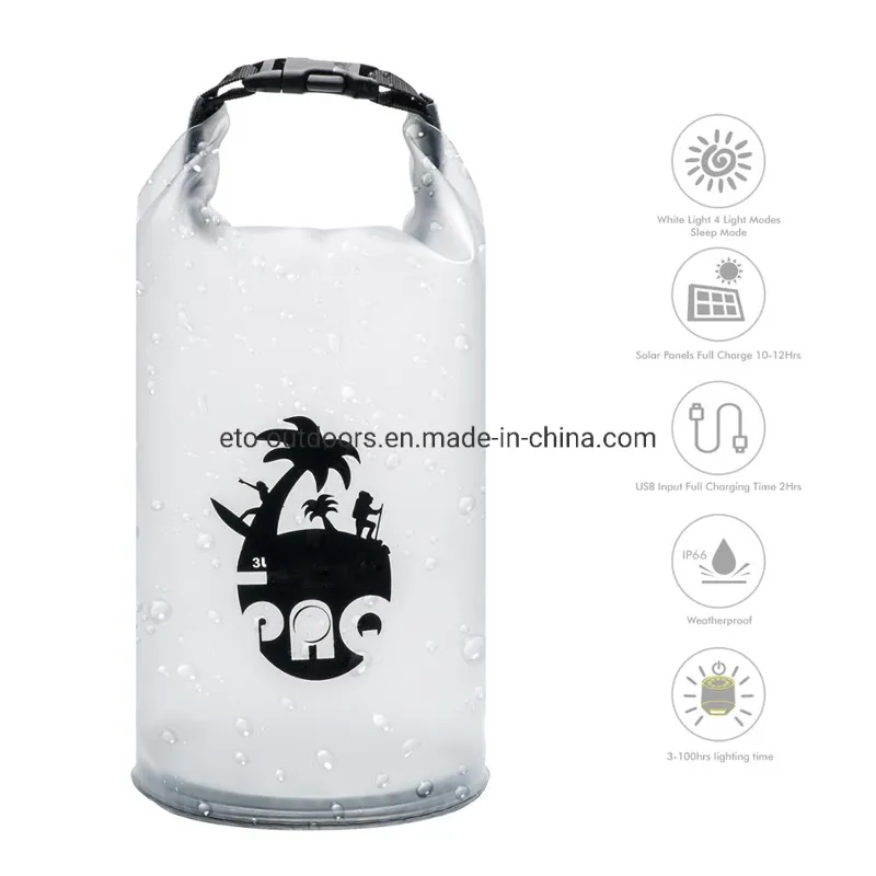 Waterproof LED Dry Bag Solar USB Powered Inflatable LED Lantern for Beach Camping Outdoors Indoor Home Decoration