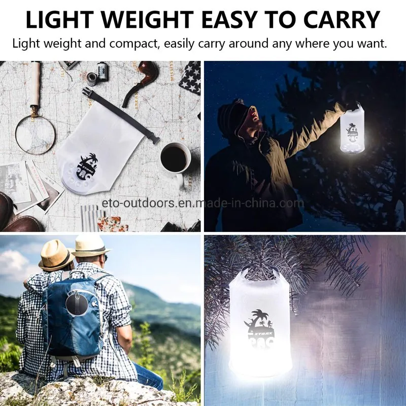 Waterproof LED Dry Bag Solar USB Powered Inflatable LED Lantern for Beach Camping Outdoors Indoor Home Decoration