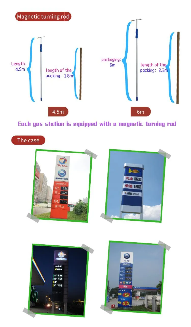 Waterproof Magnetic Flip7-Segment Code Oil Price Board Gas Station
